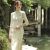 2023秋款雪花绒刺绣中长款旗袍连衣裙清新文艺复古改良少女年轻款 商品缩略图2