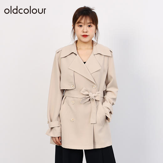 oldcolour欧珂秋商场同款双排扣高级感纯色薄风衣外套HO35047514 商品图0
