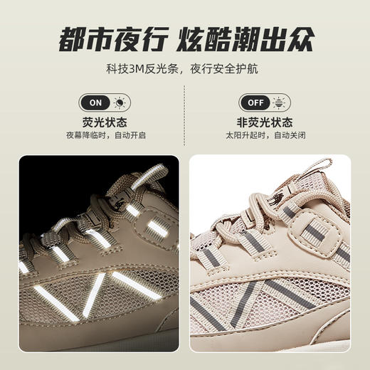 骆驼2025春夏季3M反光厚底缓震城市户外网面轻徒步鞋 G13S342069 商品图2
