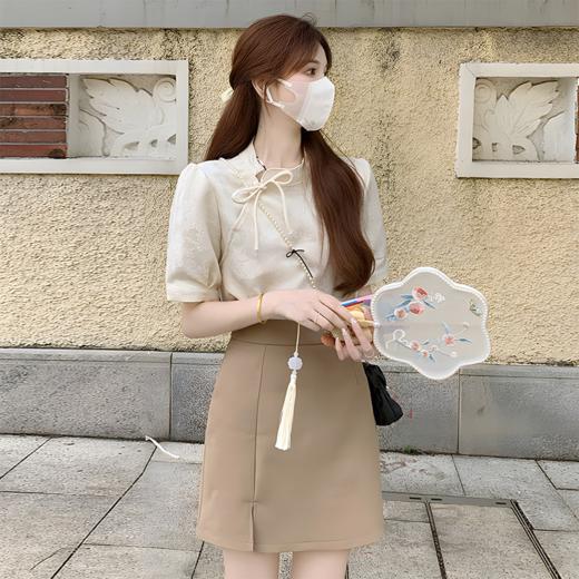 【气质女孩必备穿搭】中式复古短袖 旗袍立领盘扣设计 修身版型显瘦好看  国潮中式风 气质优雅 商品图1