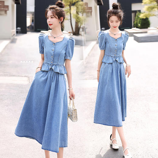 时尚气质，短袖牛仔半身裙两件套新款套装HR-BX2261-2 商品图1