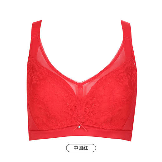 都市丽人完美包容C杯适穿蕾丝内衣超薄款3/4杯常规文胸软钢圈四排扣新年本命年红品YB33S8 商品图7