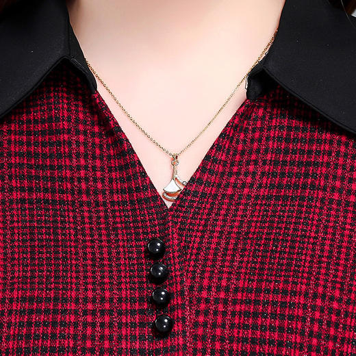 QYM-XY-22XMY331-Y条纹格子连衣裙中长款口袋A字裙厚款春秋季新款时尚连衣裙 商品图3