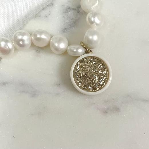 北京仓｜Gigi Paris-白色狮子头-Vintage 纽扣 珍珠 项链［法国设计师］ 商品图0