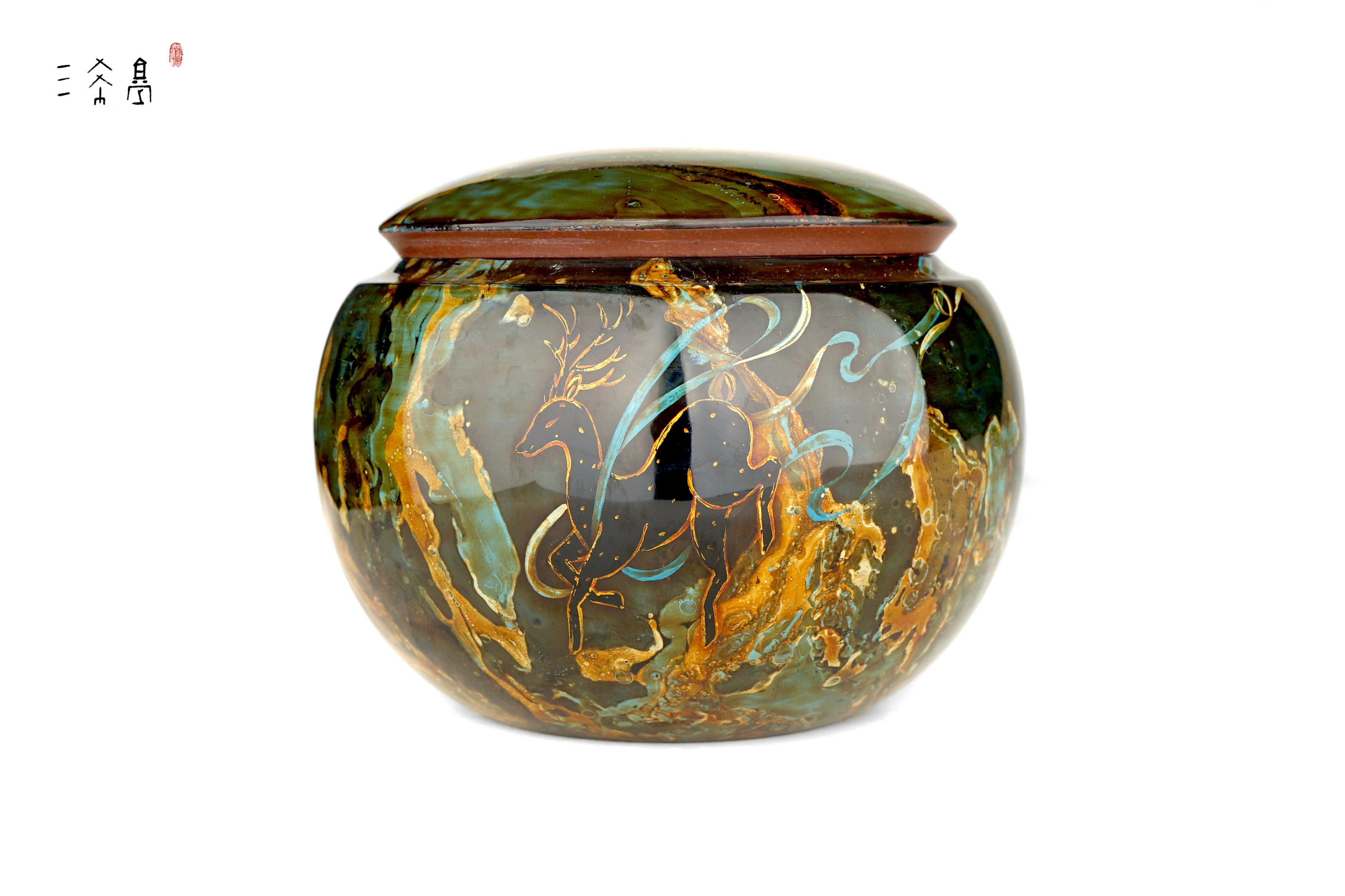 三希堂  流霞系列  敦煌大漆圆茶罐