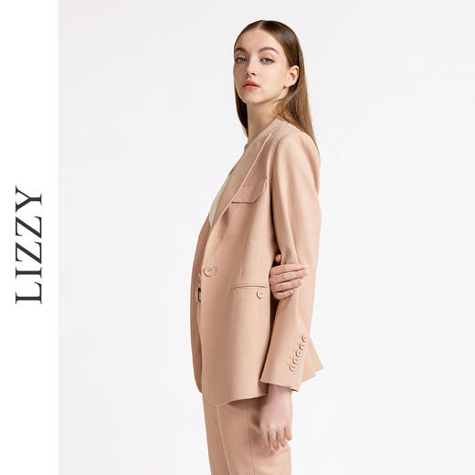 LIZZY 早秋 经典老钱风优雅知性气质OL范简约通勤修身西装外套+小脚长裤7866 商品图5