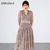 oldcolour2022秋商场同款收腰显瘦中袖碎花气质大摆长裙O31102156 商品缩略图2