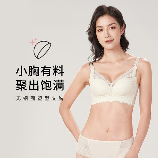 都市丽人舒软挺塑AB杯适穿蕾丝调整型文胸两种厚度3/4杯塑身文胸无钢圈内衣四排扣LJ31H5 商品图0