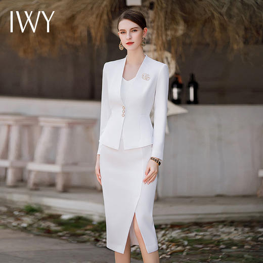 IWY/高级感套装白色西服套裙女秋季长袖医美工作服气质接待正装CS1761 商品图4