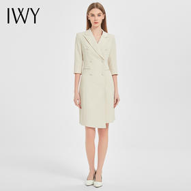 IWY/正式场合职业连衣裙女气质高端杏色西装裙工作服收腰显瘦西服套裙Q13206
