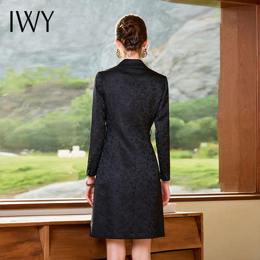 IWY/黑色长袖西装连衣裙女士高级感正式场合职业套裙气质修身Q758 商品图3