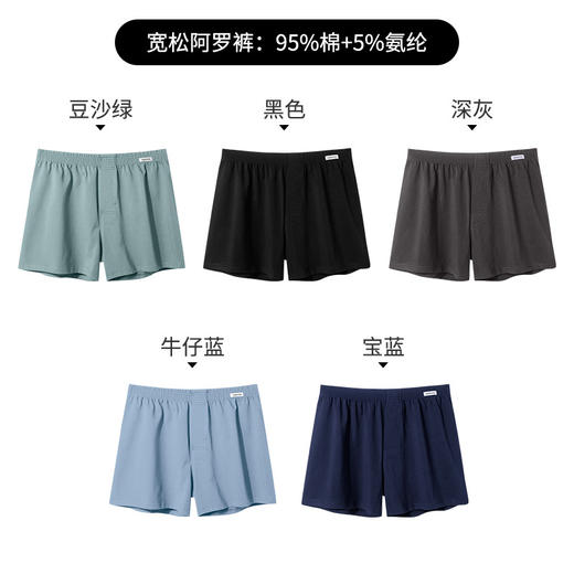 【三条装！男士运动四角裤】阿罗裤男，宽松透气弹力棉平角裤，舒适贴身，无束缚感，运动家居兼备，优质精梳棉，一条抵三条，时尚青年男士的必备内裤！ 商品图4