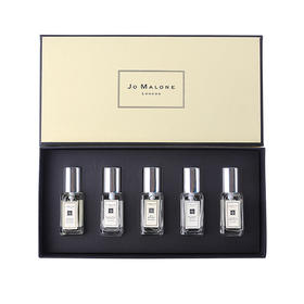 英国JO MALONE/祖马龙 香水小样五件套9ml*5带喷嘴配礼袋（青柠罗勒+ 橙花+蓝风铃+黑莓+英国梨）【香港直邮】