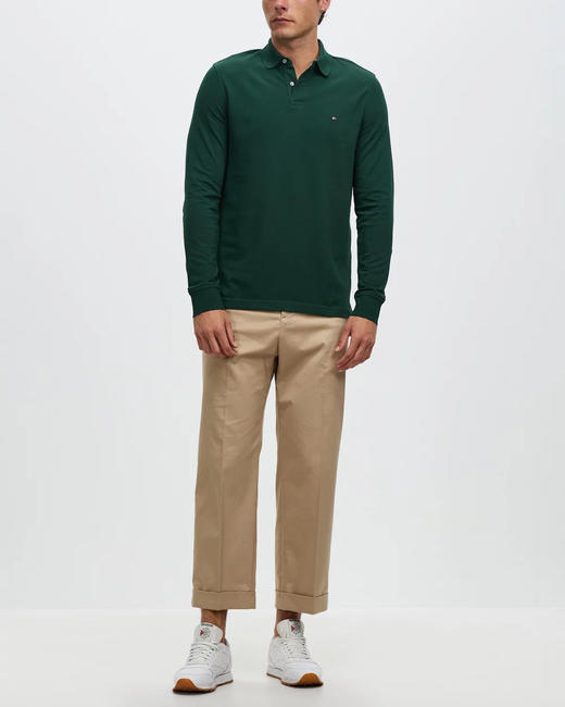 秋季新款 纯色简约刺绣标 珠地网眼棉长袖POLO衫 多色 T-1203 商品图2