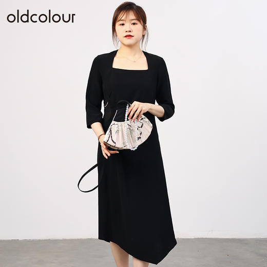 oldcolour欧珂秋商场同款简约方领高级感通勤公主裙HO35102517 商品图0