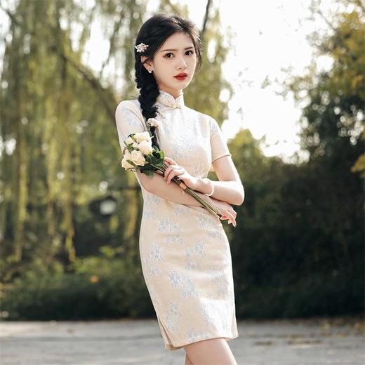 2023春夏新款复合蕾丝短款旗袍连衣裙 日常改良旗袍少女年轻款 商品图0