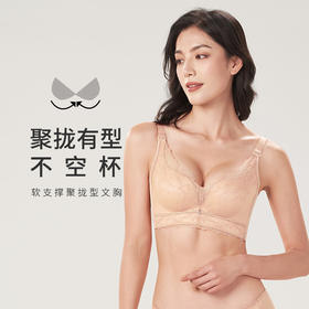 都市丽人舒软挺塑AB杯适穿蕾丝调整型文胸中厚款3/4杯塑身文胸无钢圈内衣四排扣LJ34H3