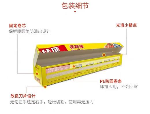 佳能GLAD刀切手撕保鲜膜食品级保鲜纸一次性家用厨房带切割盒装耐高温微波炉冰箱食品水果蔬菜 商品图5
