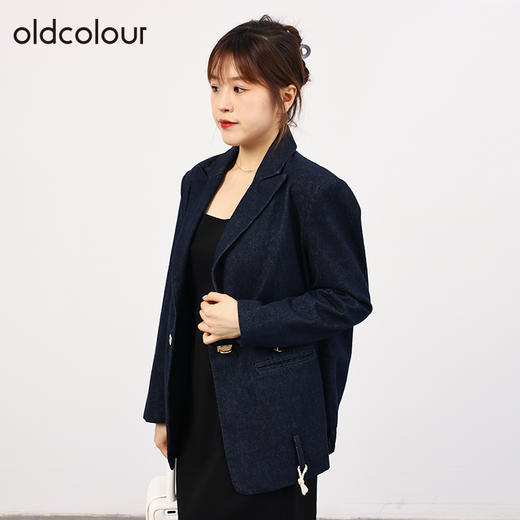 oldcolour欧珂秋季休闲高级感蓝色牛仔西装外套女O33040317 商品图1