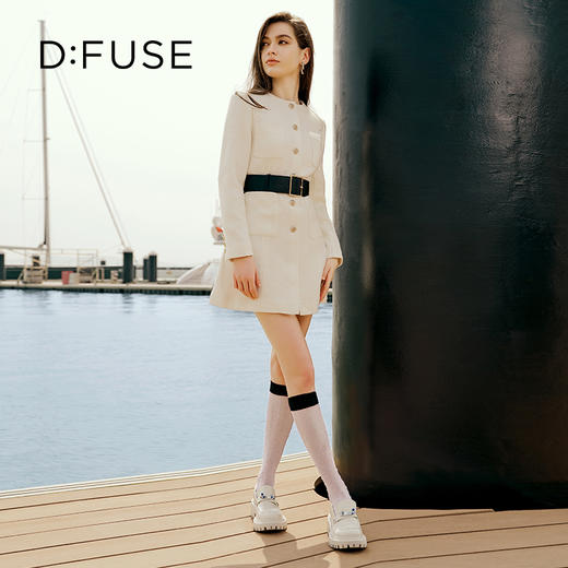 D:FUSE迪芙斯秋款单鞋女乐福鞋牛皮圆头钻饰厚底鞋女DF33112166 商品图7