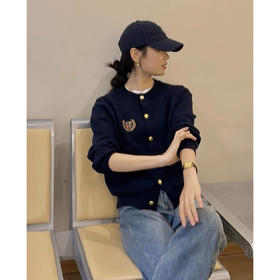 学院刺绣针织开衫