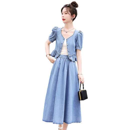 时尚气质，短袖牛仔半身裙两件套新款套装HR-BX2261-2 商品图4