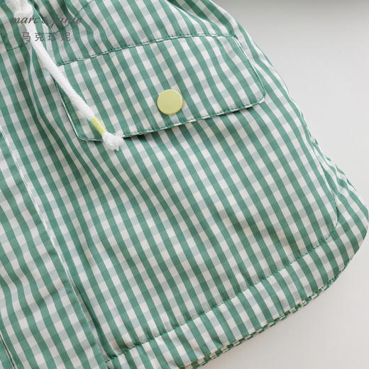 马克珍妮秋装新款女童儿童绿格印花收腰连帽风衣外套231787 商品图4