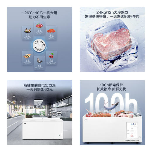 海尔（Haier）518升 卧式 商用家用 冰柜  大容量 冷藏柜 大冷冻柜 PCM钢板防腐内胆 带脚轮 BC/BD-518GHPD 商品图4