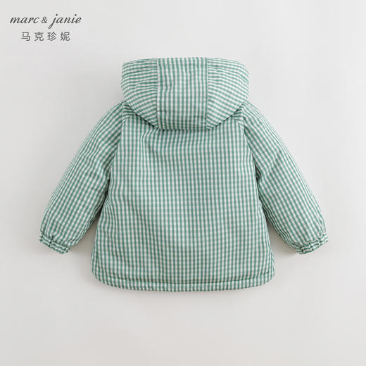 马克珍妮秋装新款女童儿童绿格印花收腰连帽风衣外套231787 商品图2