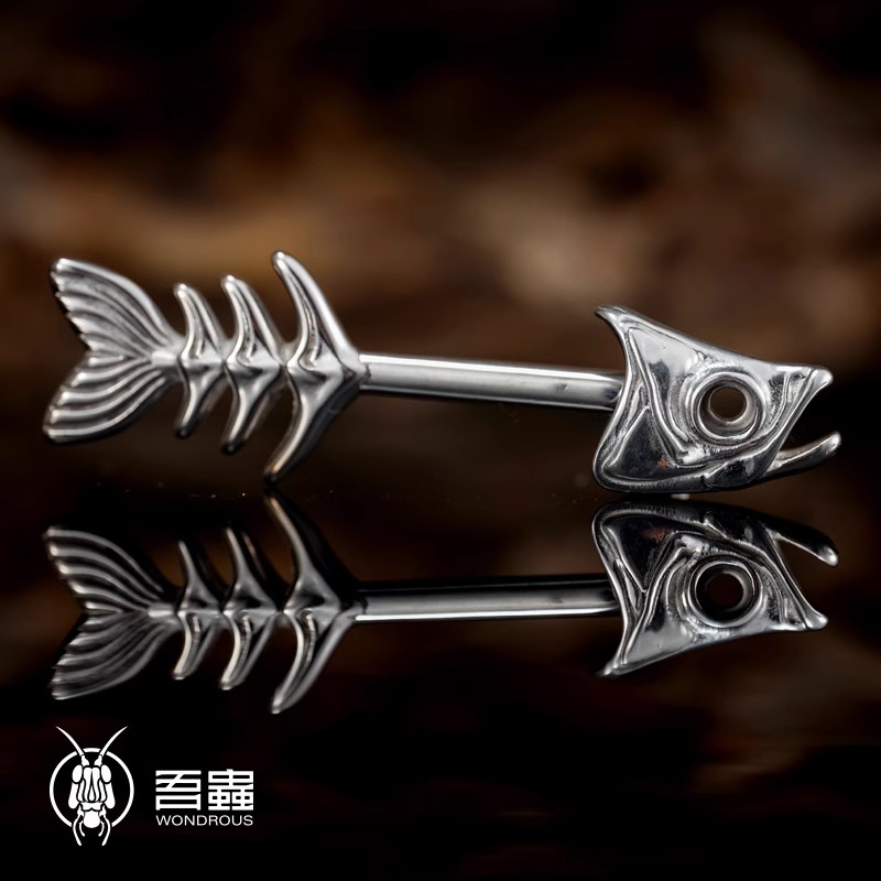 吾蟲-鱼骨头 不锈钢 可拆卸钥匙扣 汽车包包挂件个性礼物 官方授权  48小时发货