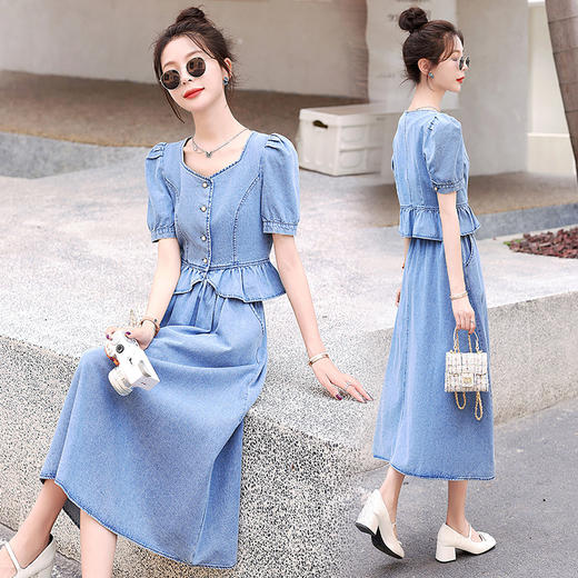 时尚气质，短袖牛仔半身裙两件套新款套装HR-BX2261-2 商品图3