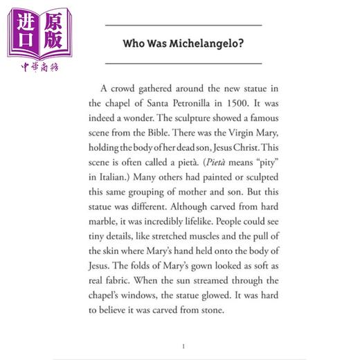 【中商原版】Who Was Michelangelo?谁是米开朗基罗 儿童章节书 人文知识科普图画书文艺复兴艺术家人物传记 英文原版进口图书 商品图2