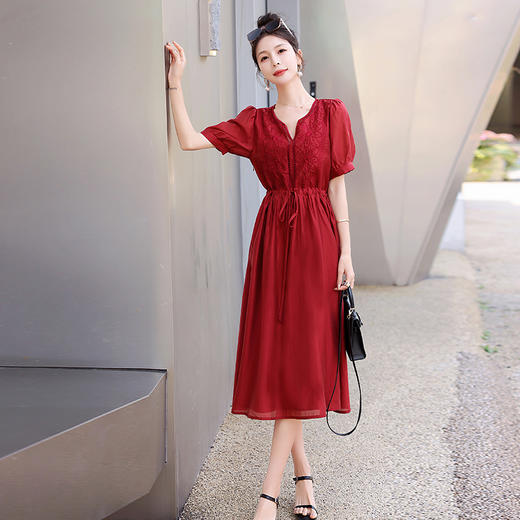 舒适百搭，天丝刺绣系腰带宽松版显瘦中长裙（85-150斤可穿）HR-SYY2313-1 商品图9