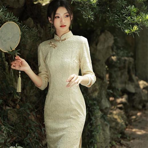 2023秋季新款复合蕾丝花边长款旗袍连衣裙清新文艺少女年轻款旗袍 商品图1