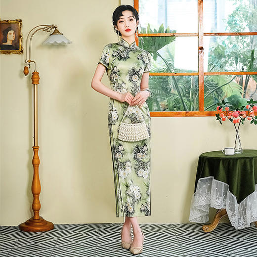 真丝旗袍桑蚕丝高品质夏季长款2023新款 WXG-C351 商品图3