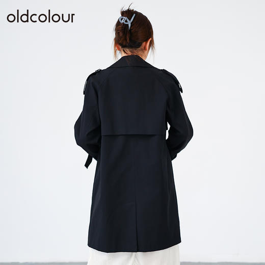 oldcolour2022秋商场同款黑色气质中长款风衣外套女O32047236 商品图3