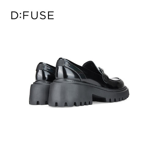D:FUSE迪芙斯秋款单鞋女乐福鞋牛皮圆头钻饰厚底鞋女DF33112166 商品图6