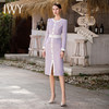 IWY/名媛香芋紫色西装秋季连衣裙女长袖拼接职业裙工作服套裙Q858 商品缩略图3
