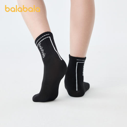 巴拉巴拉男女童袜子棉袜儿童宝宝大童简约字母提花抗菌亲肤三双装 商品图4