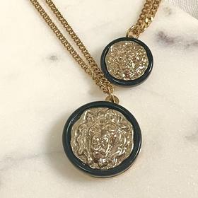 北京仓｜Gigi Paris-黑色狮子头-大号 Vintage纽扣 项链［法国设计师］