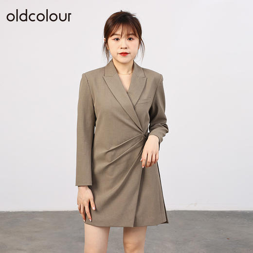 oldcolour欧珂秋季休闲气质显瘦修身收腰西装连衣裙女O33103375 商品图0