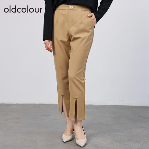 oldcolour2022秋商场同款高级感宽松遮肉开叉休闲九分裤O31073356 商品图1