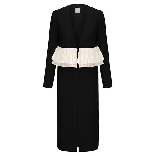 【卡利卡之歌】双层百褶撞色拼接长款直身外套230000037 商品图0