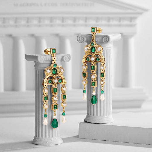 【国际时尚摄影师-陈漫同款】大英博物馆联名系列 | 拜占庭绿色流苏耳环 商品图1