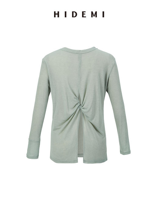 HIDEMI 云朵系列前后两穿设计感纽结开衩针织长袖上衣 锡器灰/奶油白/清扬绿/巧克力色 商品图6