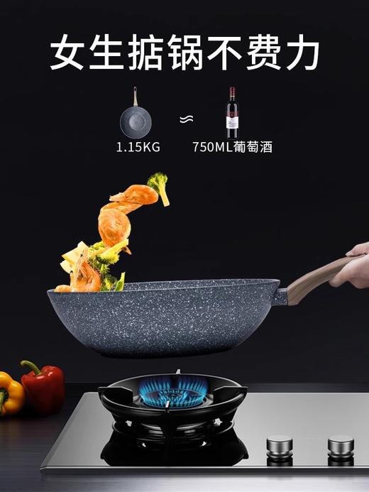 【意大利进口不粘锅】斯罗尼SIRONI火山岩炒锅不粘锅32cm  六层铸造 煎炸炒炖煮 一锅搞定 防烫电木手柄 炉具通用 商品图3