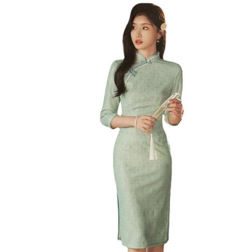 2023秋冬新款蕾丝花边中长款旗袍清新文艺少女日常改良旗袍连衣裙 商品图4