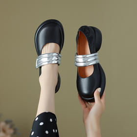 时尚复古，拼色厚底百搭玛丽珍单鞋WXJ-X333-2