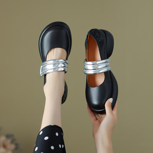 时尚复古，拼色厚底百搭玛丽珍单鞋WXJ-X333-2 商品图0