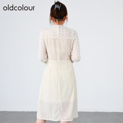 oldcolour欧珂女商场同款百搭气质通勤蕾丝长袖连衣裙女O34103467 商品图4